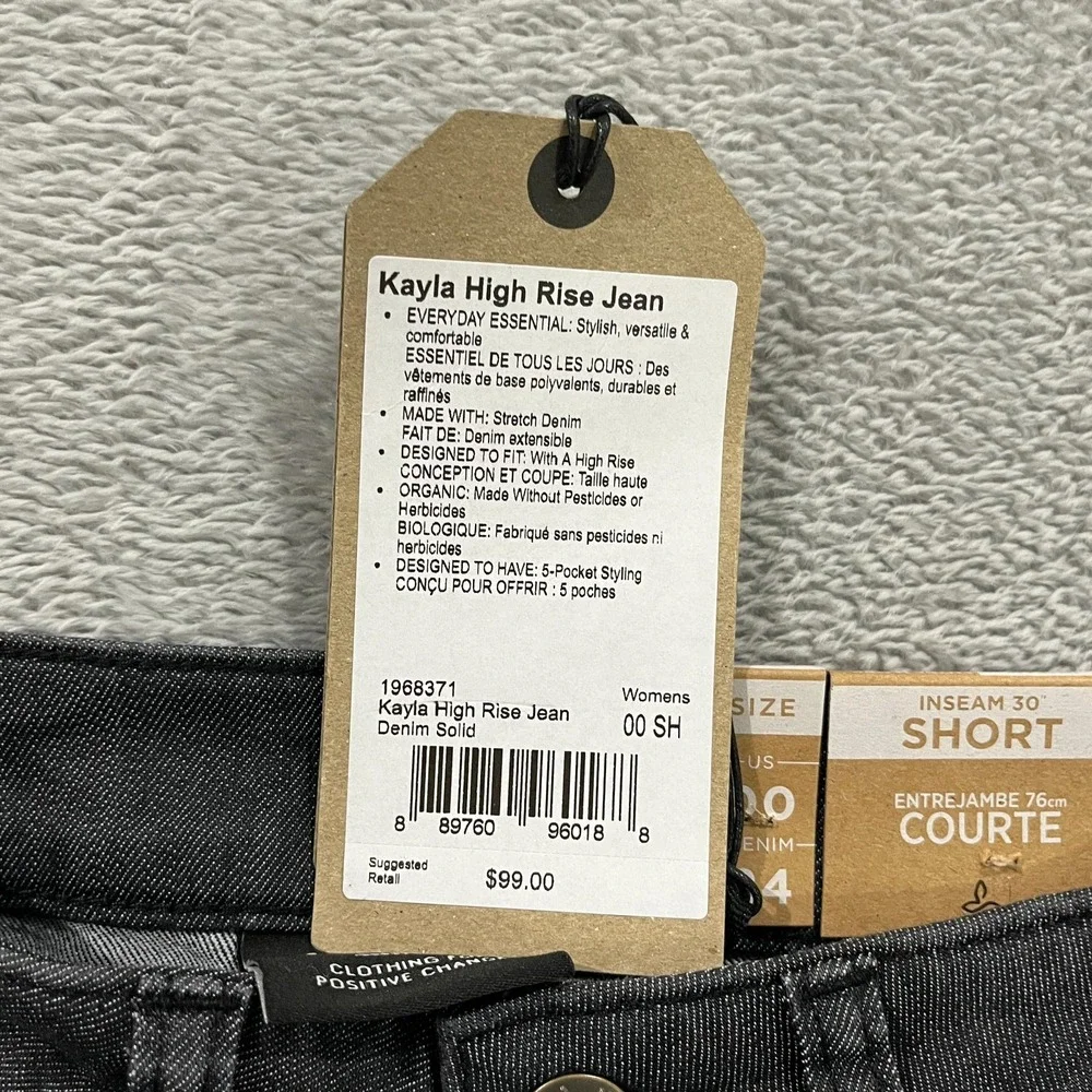 prAna Kayla Jean Women 00 24 Short Organic Cotton Stretch Denim 30